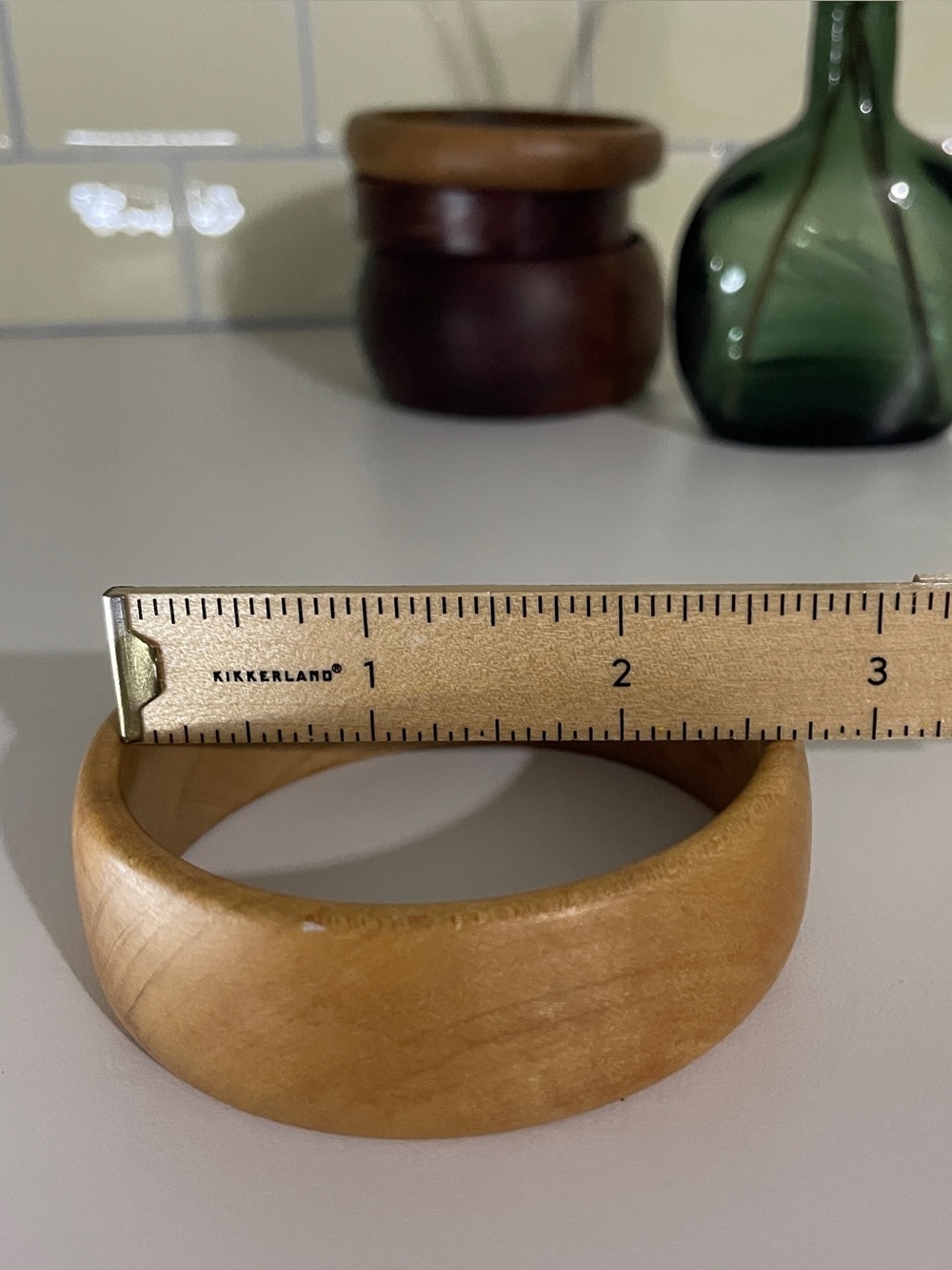 1" wide wooden bangle bracelet - light - Picture 3 of 6